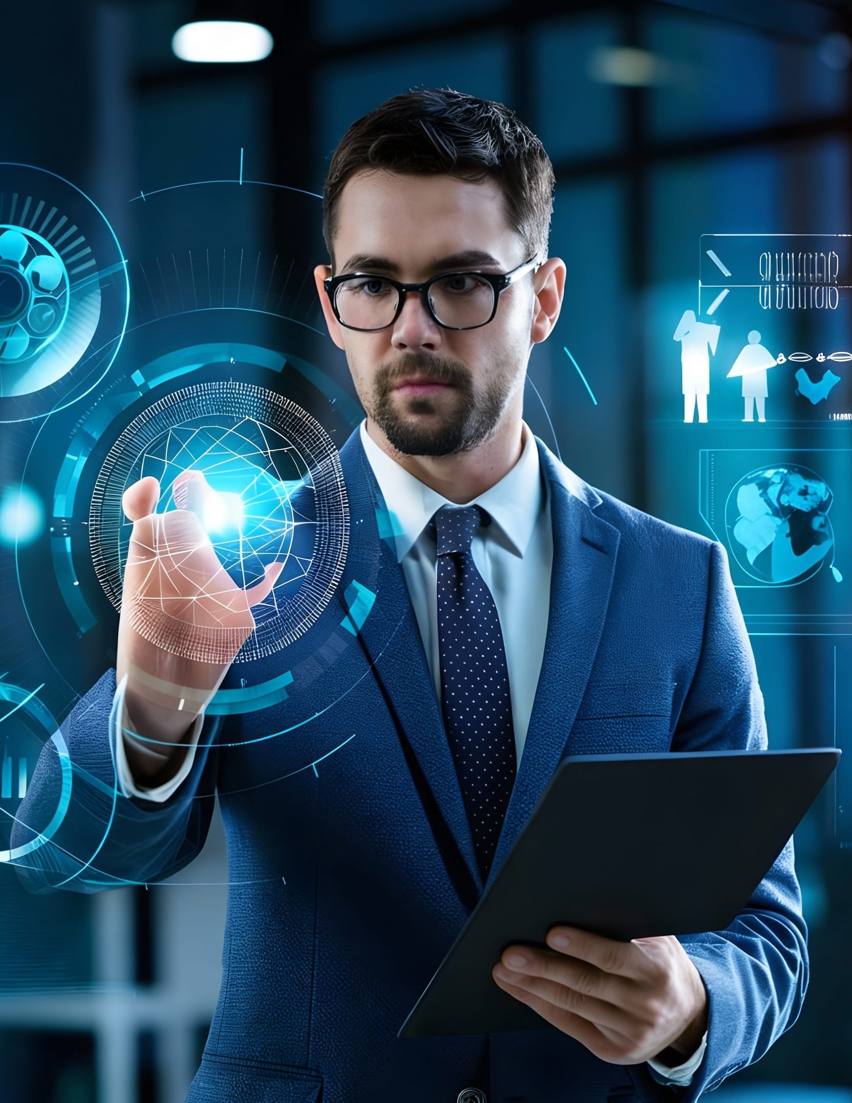 IT professional managing platform performance and security using advanced digital dashboard