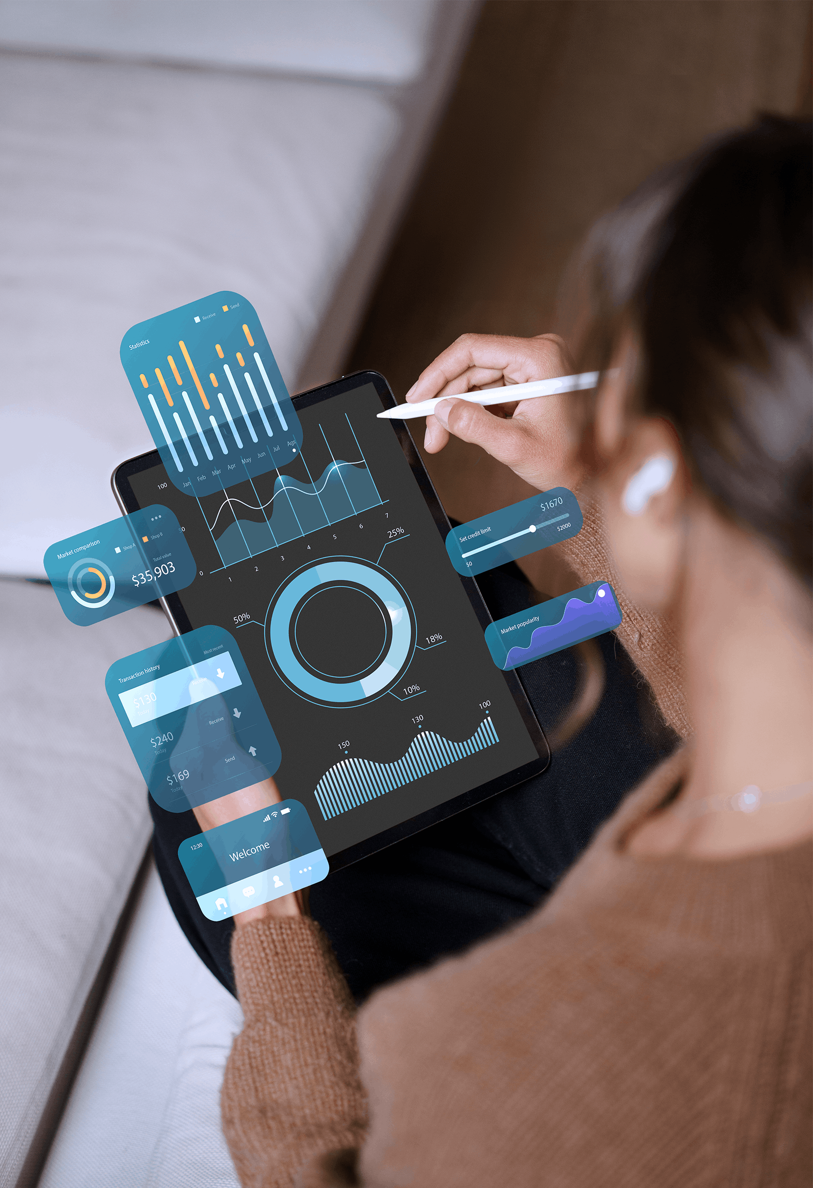 Professional analyzing digital dashboards and performance charts, representing meaningful delivery metrics and data-driven insights.