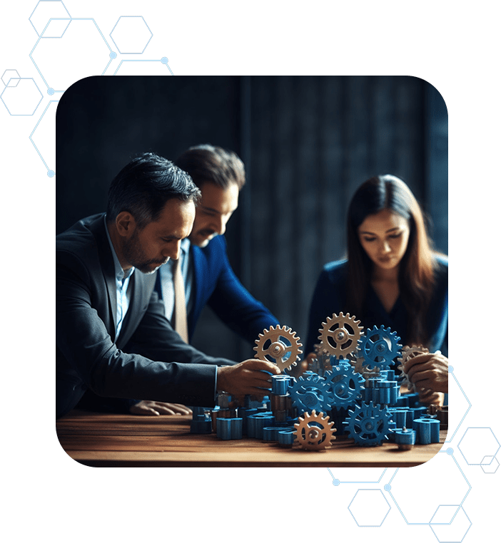 Team collaborating to build standardized enterprise service processes.